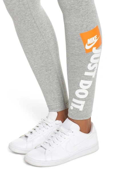 Shop Nike Leggings In Dk Grey Heather