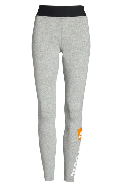 Shop Nike Leggings In Dk Grey Heather