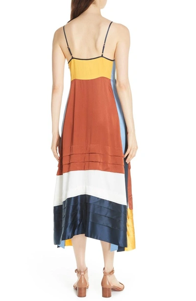 Shop Tory Burch Sasha Colorblock Silk Midi Dress In Tory Navy