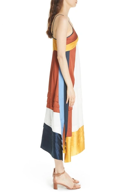 Shop Tory Burch Sasha Colorblock Silk Midi Dress In Tory Navy