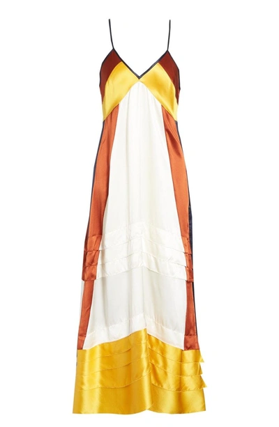 Shop Tory Burch Sasha Colorblock Silk Midi Dress In Tory Navy