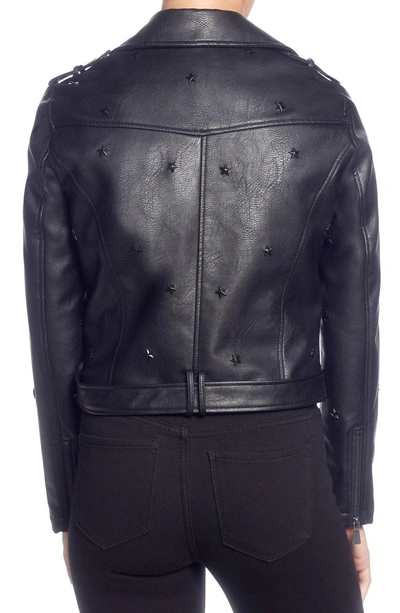 Shop Catherine Catherine Malandrino Star Stud Faux Leather Moto Jacket In Black