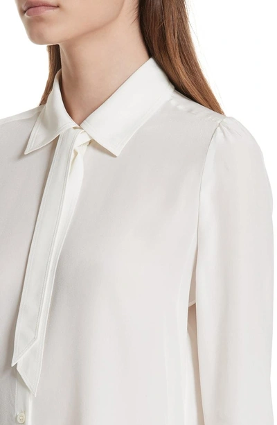 Shop Frame Tie Neck Silk Blouse In Off White