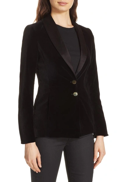 Shop Alice And Olivia Vance Velvet Blazer In Black