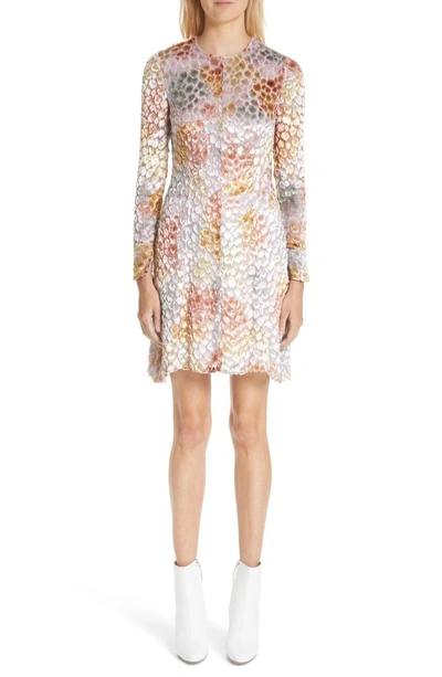 Shop Adam Lippes Painted Velvet Jacquard Dress In Pastel Multi