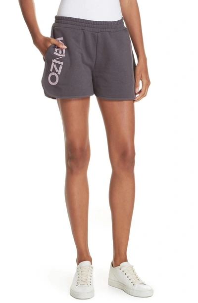 Shop Kenzo Logo Sport Shorts In Anthracite