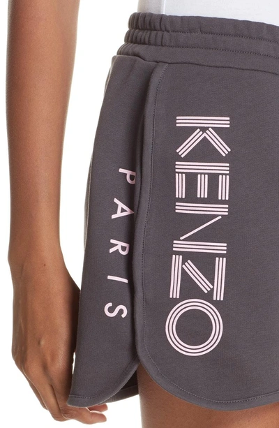 Shop Kenzo Logo Sport Shorts In Anthracite
