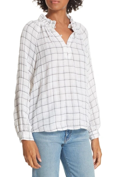 Shop La Vie Rebecca Taylor Metallic Plaid Blouse In Milk