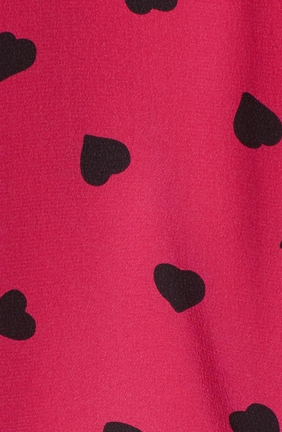 Shop Valentino Heart Print Silk Jumpsuit In Disco Pink