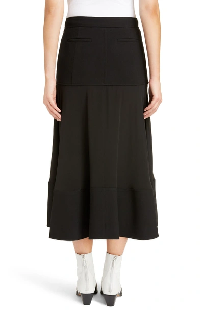 Shop Givenchy Zip Front Crepe De Chine Midi Skirt In Black