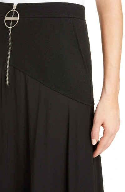 Shop Givenchy Zip Front Crepe De Chine Midi Skirt In Black