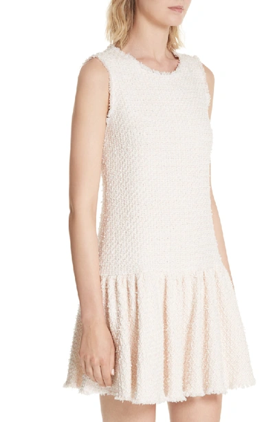 Shop Rebecca Taylor Drop Waist Tweed Dress In Powder Pink