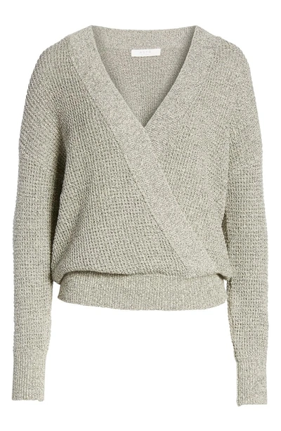 Shop Astr Stephanie Surplice Sweater In Heather Grey