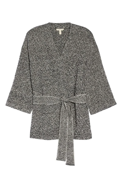 Shop Eileen Fisher Organic Cotton Tweed Kimono Jacket In Black
