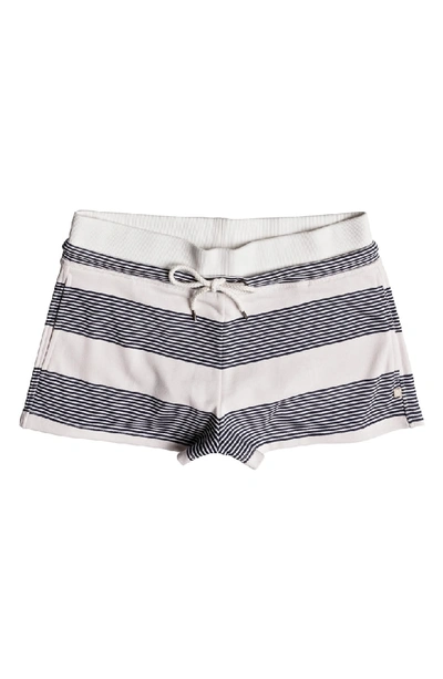 Shop Roxy Away From Today Stripe Shorts In Marshmallow Dress Blue Docker