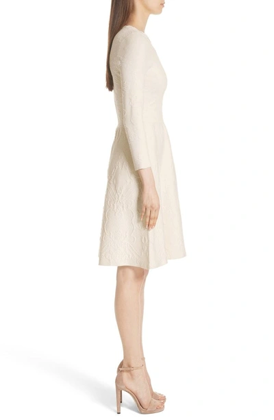 Shop Lela Rose Matelasse Fit & Flare Dress In Ivory