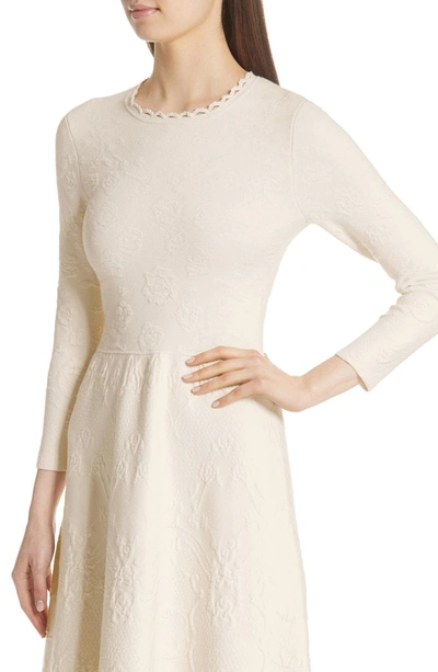 Shop Lela Rose Matelasse Fit & Flare Dress In Ivory