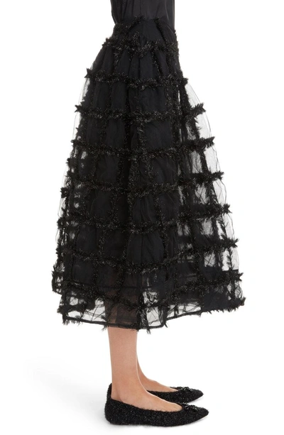 Shop Simone Rocha Tinsel Check Tulle Skirt In Black/ Black