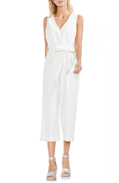 Shop Vince Camuto Sleeveless Tie Waist Jumpsuit In New Ivory