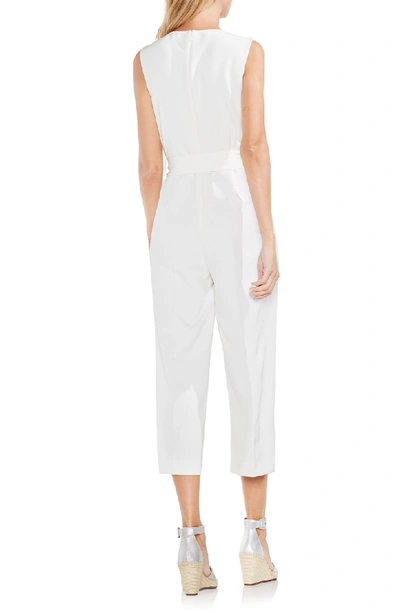 Shop Vince Camuto Sleeveless Tie Waist Jumpsuit In New Ivory