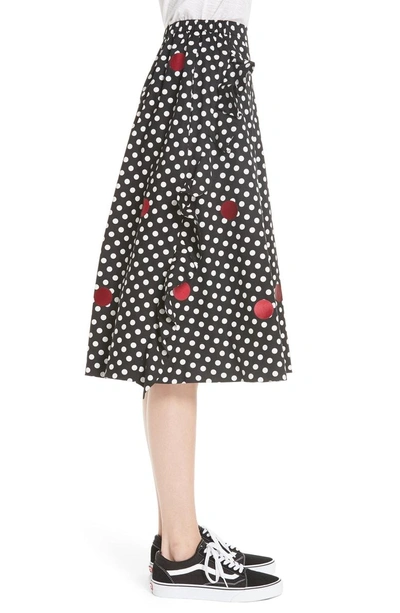 Shop Paskal Dot Print Ruffled A Line Skirt In Big Polka Dot/ Red Circle