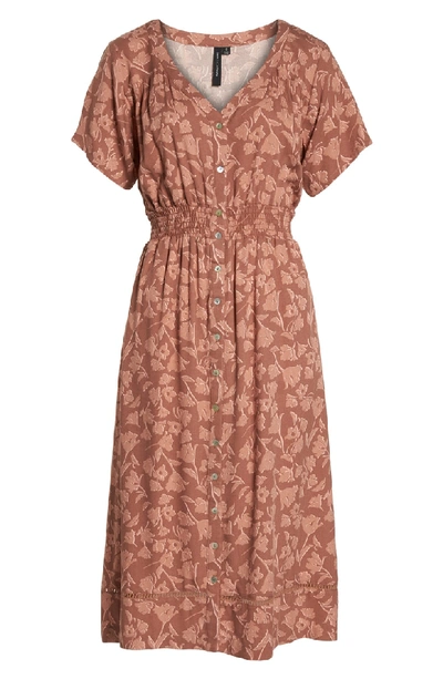 Shop Knot Sisters Farrell Floral Smock Waist Dress In Sienna Tulips Print