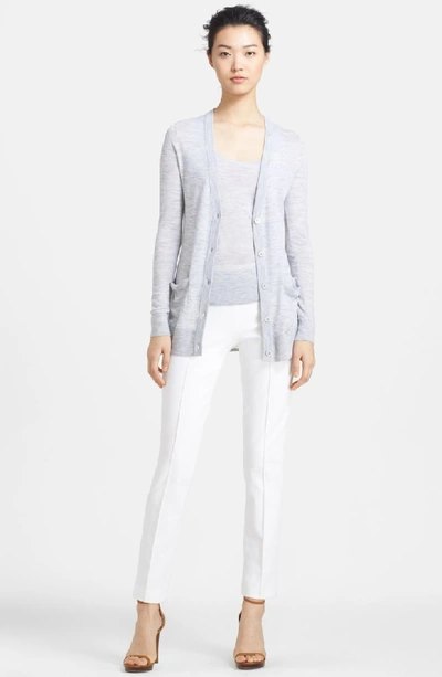 Shop Michael Kors Skinny Stretch Cotton Twill Pants In Optic White