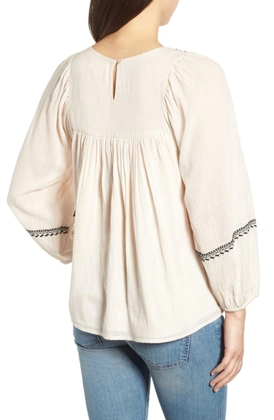 Shop Velvet By Graham & Spencer Embroidered Cotton Gauze Top In Bisque