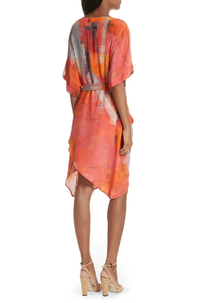 Shop Tracy Reese Print Henley Silk Dress In Chiaroscuro