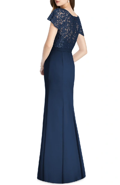 Shop Jenny Packham Embellished Lace Trumpet Gown In Midnight