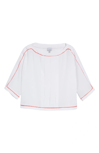 Shop Ming Wang Contrast Trim Tunic In White/ Daylily