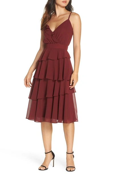 Shop Ali & Jay Love Is All Around Ruffle Tiered Dress In Maroon