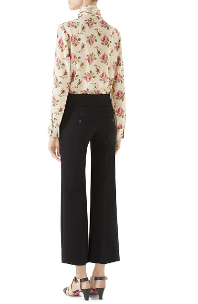 Shop Gucci Double G Stretch Jersey Crop Pants In Black