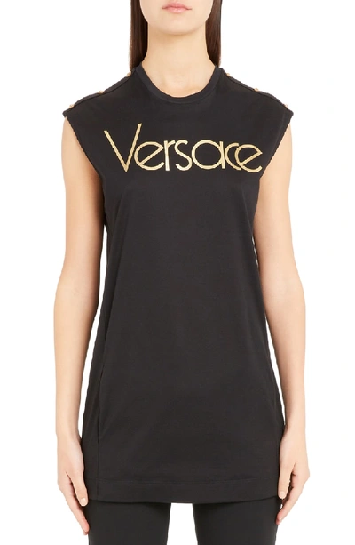 Shop Versace Logo Tunic Top In Black