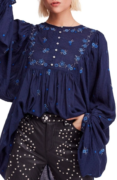 Shop Free People Kiss From A Rose Tunic In Navy