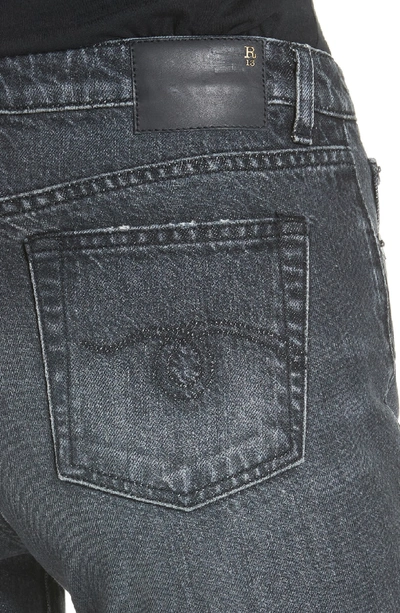 Shop R13 Frayed Kick Fit Jeans In Harper Gray