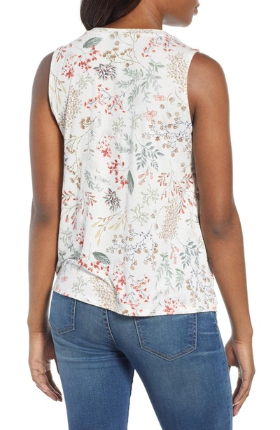 Shop Bobeau Sleeveless Tiered Print Top In Ivory Floral