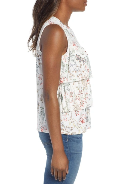 Shop Bobeau Sleeveless Tiered Print Top In Ivory Floral