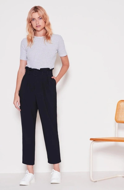 Shop The Fifth Label Chemistry Paperbag Waist Crop Pants In Navy