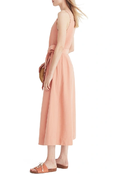 Shop Madewell Apron Tie Waist Dress In Antique Coral