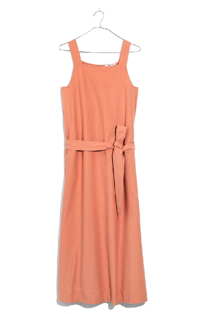 Shop Madewell Apron Tie Waist Dress In Antique Coral