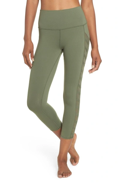 Shop Alo Yoga Chevron High Waist Capri Leggings In Jungle