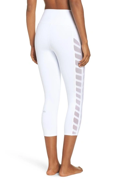 Shop Alo Yoga Chevron High Waist Capri Leggings In White