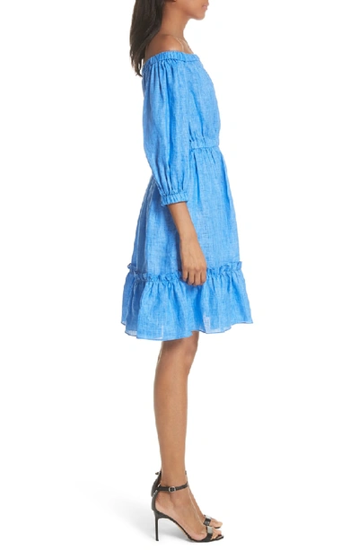 Shop Milly Amanda Off The Shoulder Italian Linen Dress In Cobalt