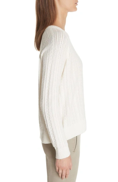 Shop Atm Anthony Thomas Melillo Cabled Crewneck Sweater In Ivory