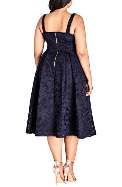 Shop City Chic Jackie O Lace Fit & Flare Dress In Navy