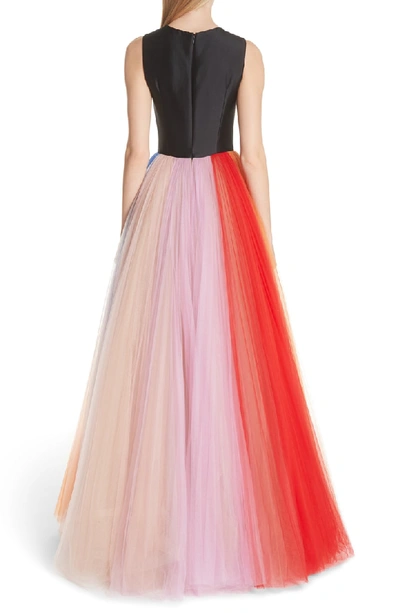 Shop Carolina Herrera Colorblock Tulle Gown In Rainbow