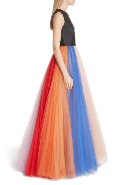 Shop Carolina Herrera Colorblock Tulle Gown In Rainbow