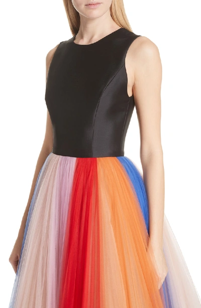 Shop Carolina Herrera Colorblock Tulle Gown In Rainbow