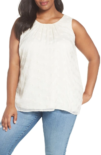 Shop Vince Camuto Eyelet Blouse In Antique White